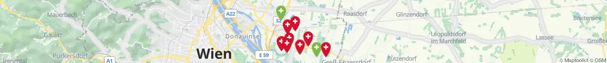 Kartenansicht für Apotheken-Notdienste in der Nähe von Donaustadt (1220 - Donaustadt, Wien)